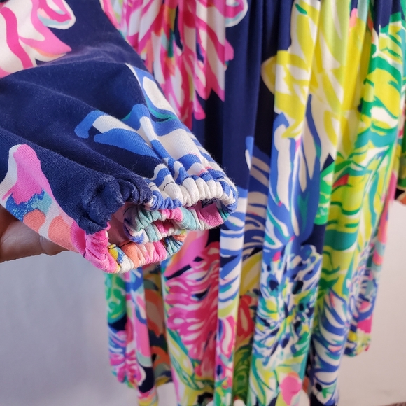 Lily Pulitzer Fleur Dress‎ Womens Medium Travelers Palm Party Multi-color M - Picture 8 of 13